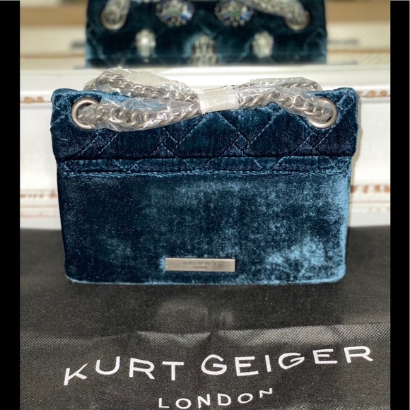 Kurt Geiger London Mini Kensington Embellished Velvet Crossbody Bag - Picture 5 of 8